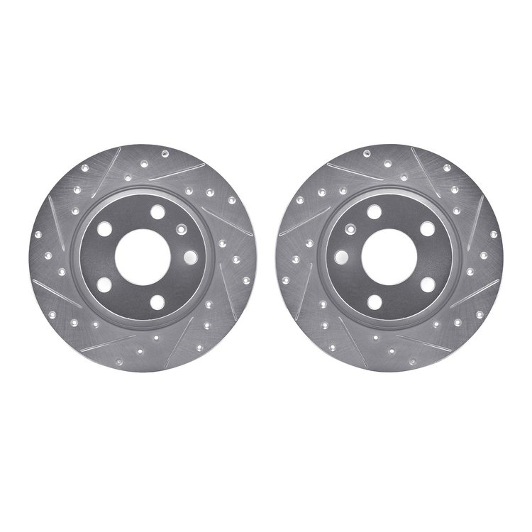 7002-73069 Drilled/Slotted Brake Rotors [Silver], 2008-2015 Audi/Volkswagen, Position: Rear