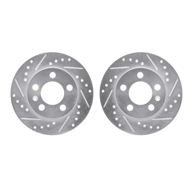 7002-73070 Drilled/Slotted Brake Rotors [Silver], 2001-2006 Audi/Volkswagen, Position: Rear