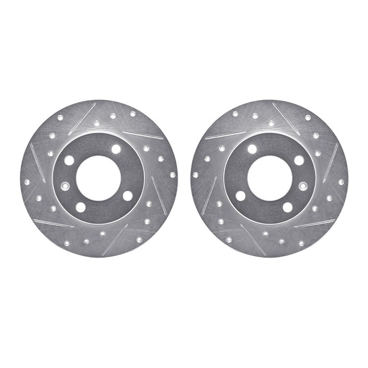 7002-74000 Drilled/Slotted Brake Rotors [Silver], 1973-2009 Audi/Volkswagen, Position: Front