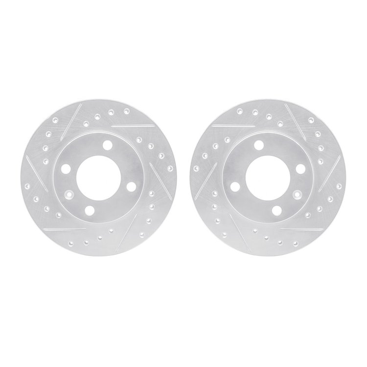 7002-74001 Drilled/Slotted Brake Rotors [Silver], 1980-2009 Audi/Volkswagen, Position: Front
