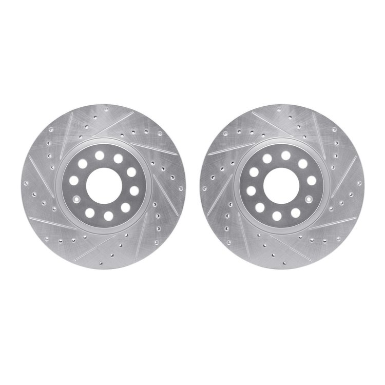 7002-74003 Drilled/Slotted Brake Rotors [Silver], Fits Select Multiple Makes/Models, Position: Front