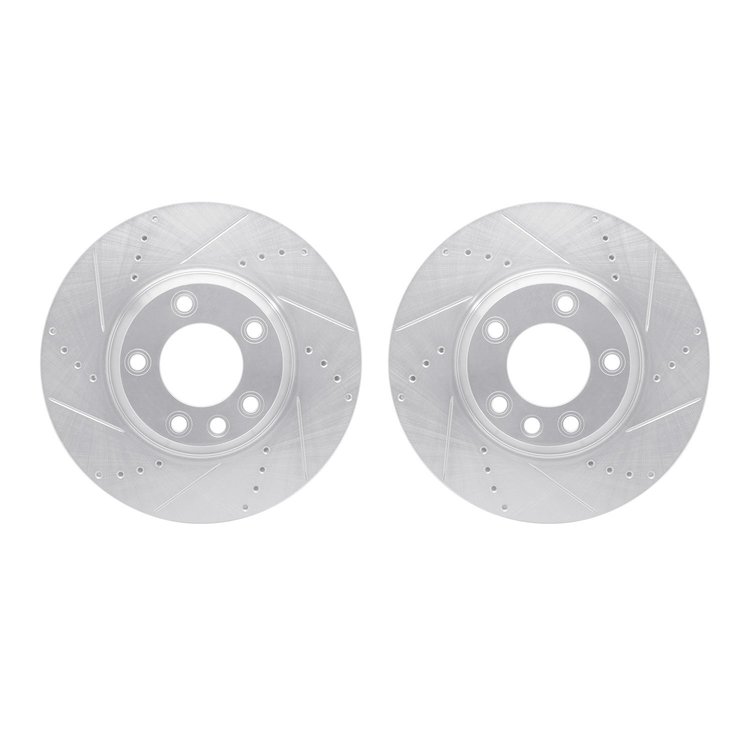 7002-74008 Drilled/Slotted Brake Rotors [Silver], 2003-2015 Multiple Makes/Models, Position: Front