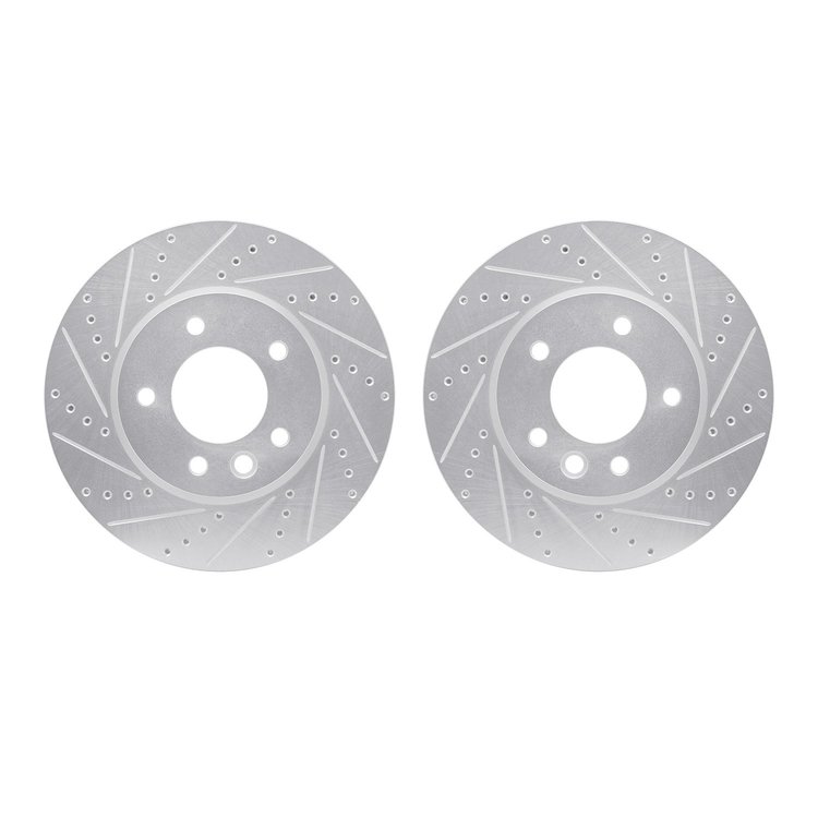 7002-74014 Drilled/Slotted Brake Rotors [Silver], 2003-2018 Multiple Makes/Models, Position: Front
