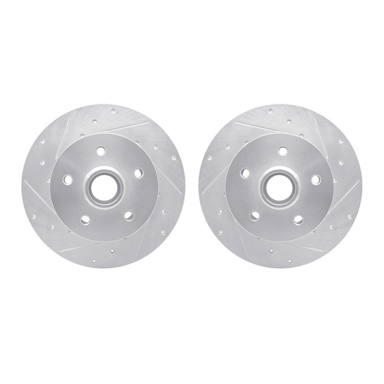 7002-74034 Drilled/Slotted Brake Rotors [Silver], 1979-1985 Audi/Volkswagen, Position: Front