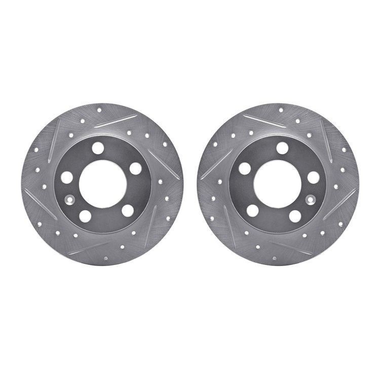 7002-74038 Drilled/Slotted Brake Rotors [Silver], 1998-2020 Multiple Makes/Models, Position: Rear