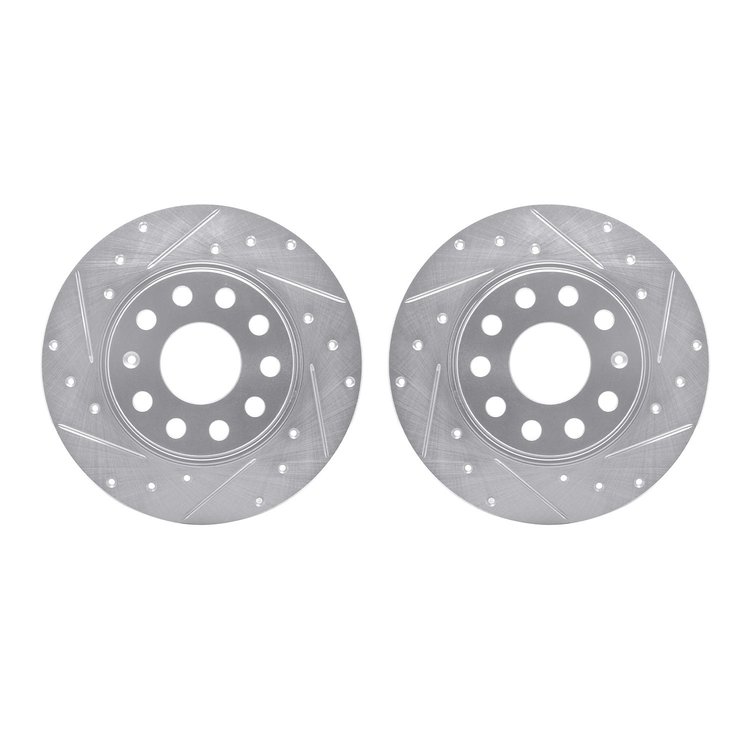 7002-74039 Drilled/Slotted Brake Rotors [Silver], Fits Select Multiple Makes/Models, Position: Rear
