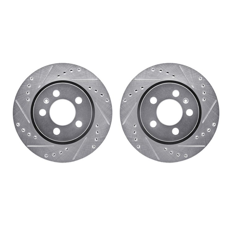 7002-74047 Drilled/Slotted Brake Rotors [Silver], 2000-2006 Audi/Volkswagen, Position: Rear