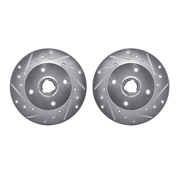 7002-74048 Drilled/Slotted Brake Rotors [Silver], 1985-2002 Audi/Volkswagen, Position: Rear