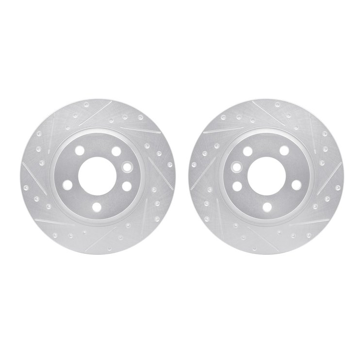 7002-74051 Drilled/Slotted Brake Rotors [Silver], 2001-2003 Audi/Volkswagen, Position: Rear