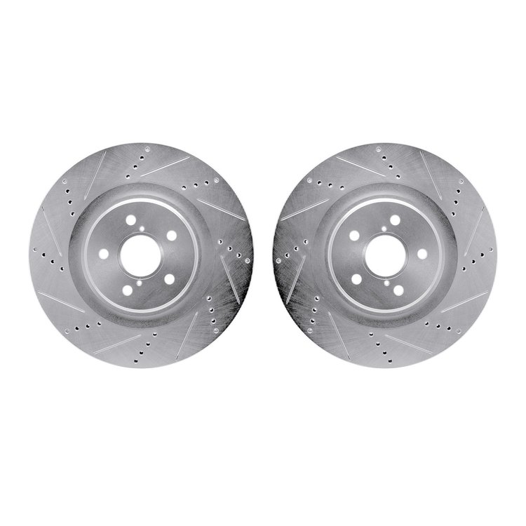 7002-75001 Drilled/Slotted Brake Rotors [Silver], 2013-2020 Lexus/Toyota/Scion, Position: Front