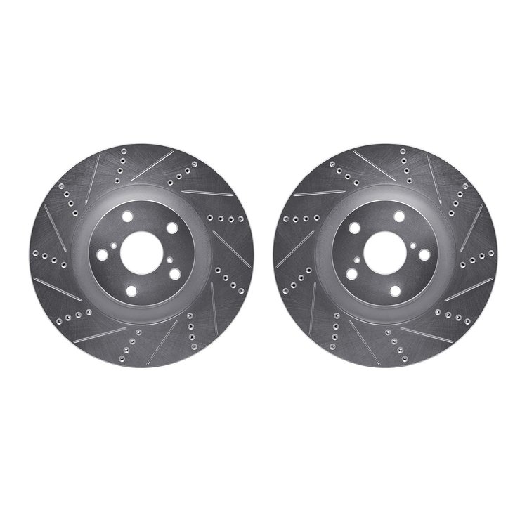 7002-75002 Drilled/Slotted Brake Rotors [Silver], 2011-2020 Lexus/Toyota/Scion, Position: Front