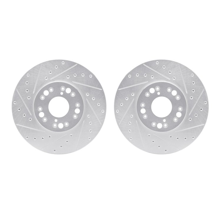 7002-75003 Drilled/Slotted Brake Rotors [Silver], 1992-2010 Lexus/Toyota/Scion, Position: Front