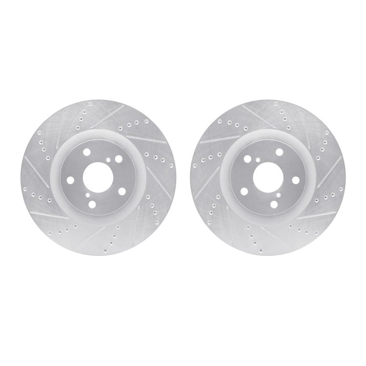 7002-75007 Drilled/Slotted Brake Rotors [Silver], 2009-2011 Lexus/Toyota/Scion, Position: Front