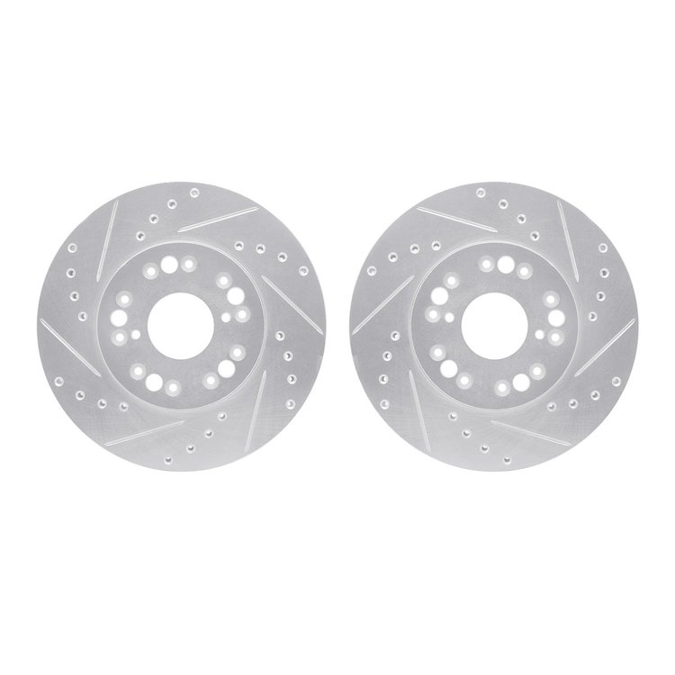 7002-75012 Drilled/Slotted Brake Rotors [Silver], 1991-1992 Lexus/Toyota/Scion, Position: Front