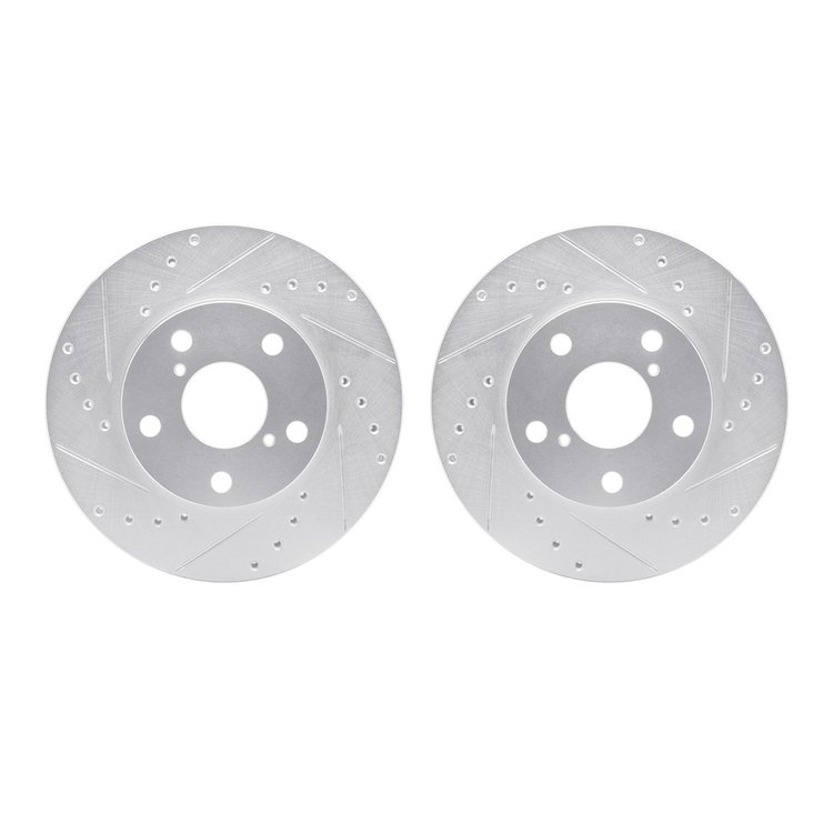 7002-75019 Drilled/Slotted Brake Rotors [Silver], 1992-1998 Lexus/Toyota/Scion, Position: Front