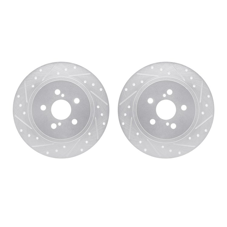 7002-75020 Drilled/Slotted Brake Rotors [Silver], 2011-2017 Lexus/Toyota/Scion, Position: Rear