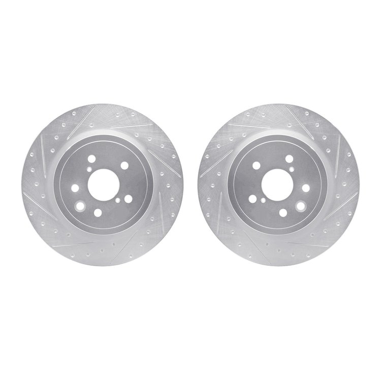 7002-75022 Drilled/Slotted Brake Rotors [Silver], Fits Select Lexus/Toyota/Scion, Position: Rear