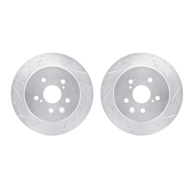 7002-75023 Drilled/Slotted Brake Rotors [Silver], 2013-2020 Lexus/Toyota/Scion, Position: Rear