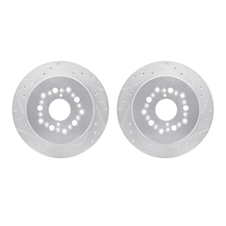7002-75024 Drilled/Slotted Brake Rotors [Silver], 1992-2000 Lexus/Toyota/Scion, Position: Rear