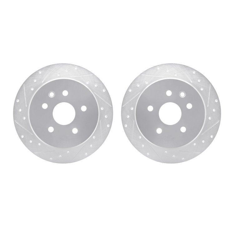 7002-75025 Drilled/Slotted Brake Rotors [Silver], 1998-2010 Lexus/Toyota/Scion, Position: Rear
