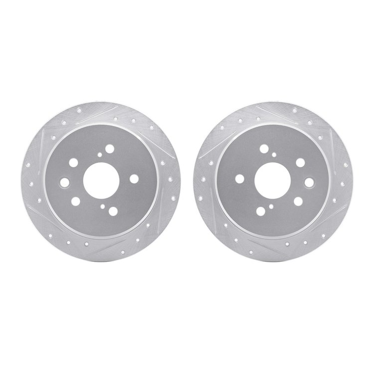 7002-75028 Drilled/Slotted Brake Rotors [Silver], 2006-2015 Lexus/Toyota/Scion, Position: Rear
