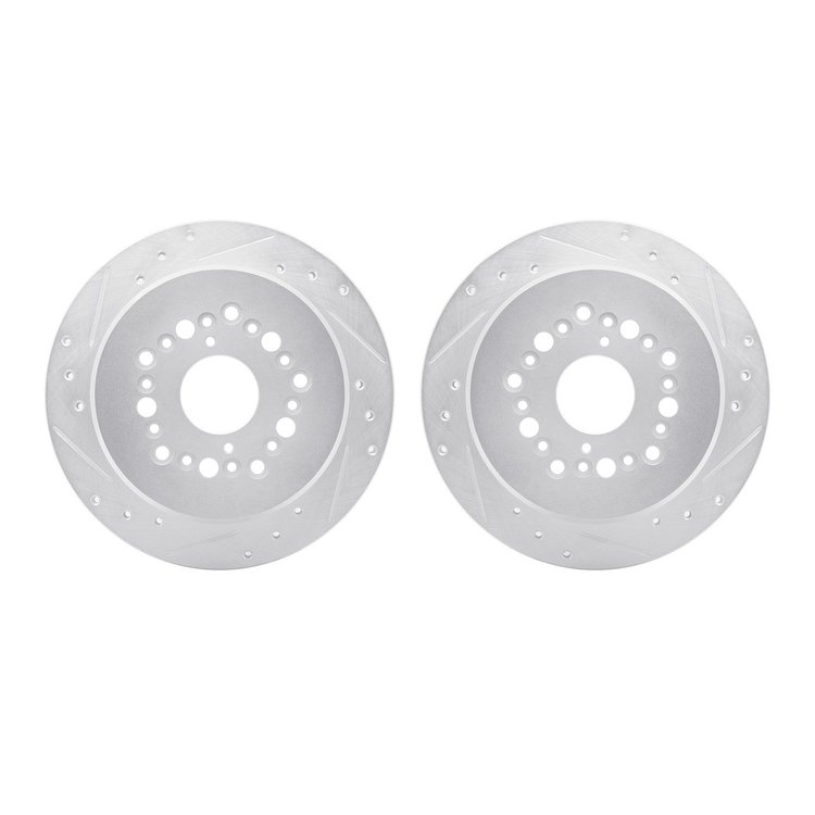 7002-75030 Drilled/Slotted Brake Rotors [Silver], 1990-1992 Lexus/Toyota/Scion, Position: Rear