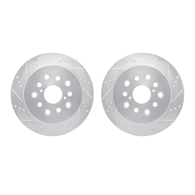 7002-75031 Drilled/Slotted Brake Rotors [Silver], 2001-2006 Lexus/Toyota/Scion, Position: Rear