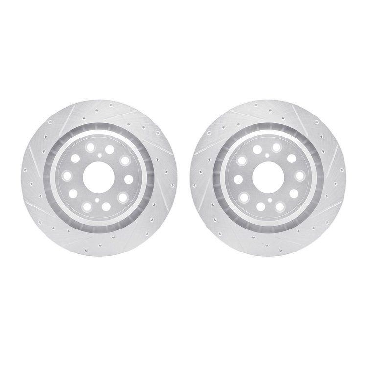 7002-75032 Drilled/Slotted Brake Rotors [Silver], 2007-2021 Lexus/Toyota/Scion, Position: Rear