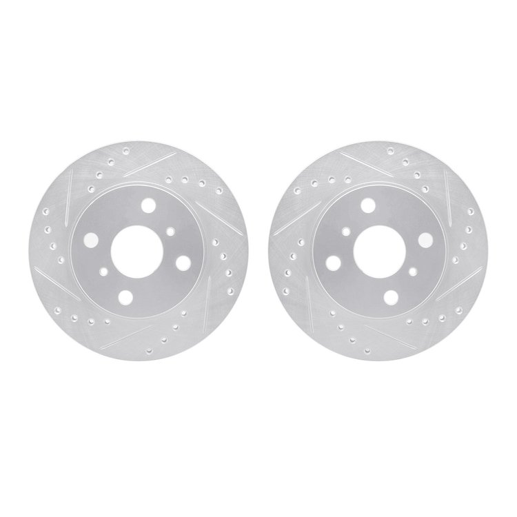 7002-76001 Drilled/Slotted Brake Rotors [Silver], 1985-1988 Multiple Makes/Models, Position: Front