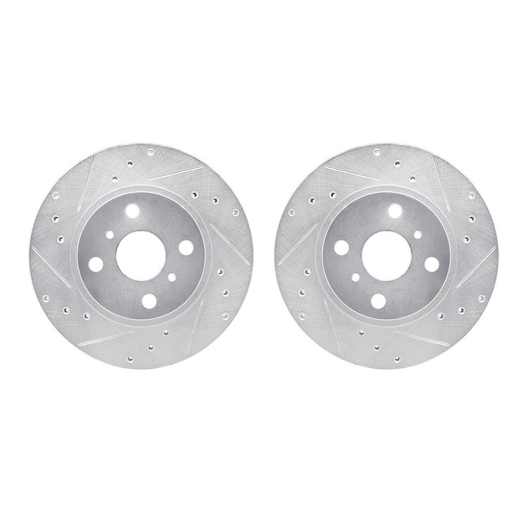 7002-76003 Drilled/Slotted Brake Rotors [Silver], 1987-1992 Multiple Makes/Models, Position: Front