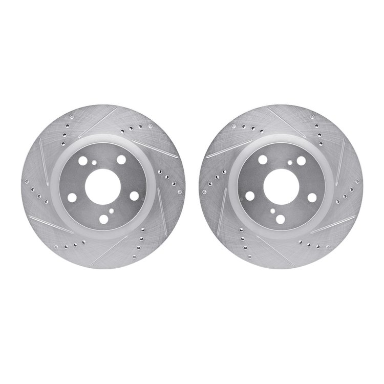 7002-76010 Drilled/Slotted Brake Rotors [Silver], 2006-2020 Multiple Makes/Models, Position: Front