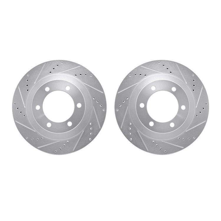 7002-76013 Drilled/Slotted Brake Rotors [Silver], 2003-2009 Lexus/Toyota/Scion, Position: Front