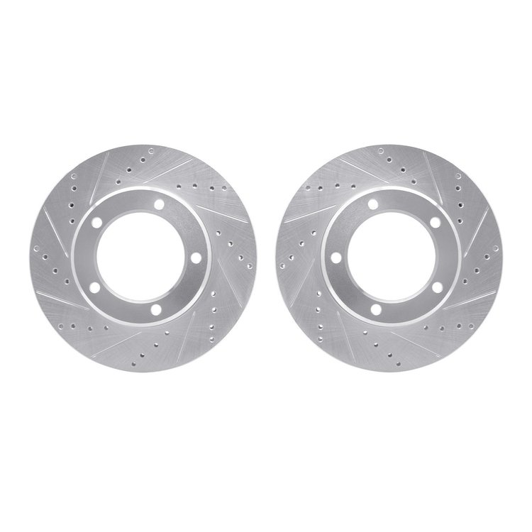 7002-76016 Drilled/Slotted Brake Rotors [Silver], 1998-2007 Lexus/Toyota/Scion, Position: Front