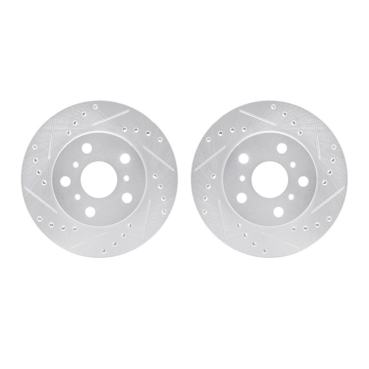 7002-76030 Drilled/Slotted Brake Rotors [Silver], 1983-1986 Lexus/Toyota/Scion, Position: Front