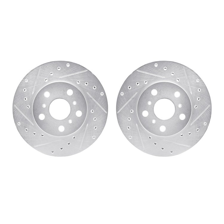 7002-76032 Drilled/Slotted Brake Rotors [Silver], 1987-1991 Lexus/Toyota/Scion, Position: Front
