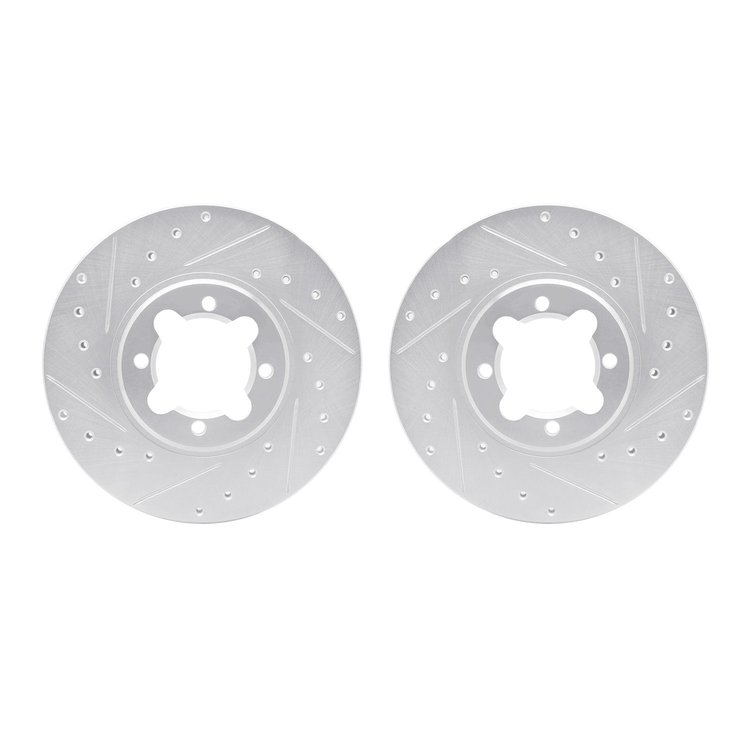 7002-76037 Drilled/Slotted Brake Rotors [Silver], 1982-1985 Lexus/Toyota/Scion, Position: Front