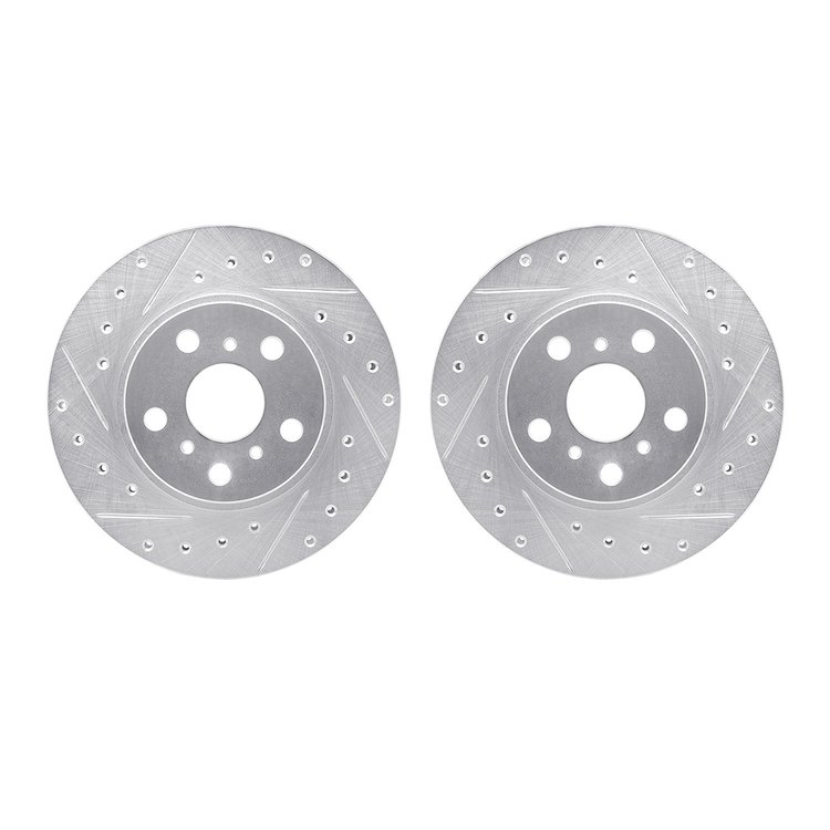 7002-76038 Drilled/Slotted Brake Rotors [Silver], 1986-1989 Lexus/Toyota/Scion, Position: Front