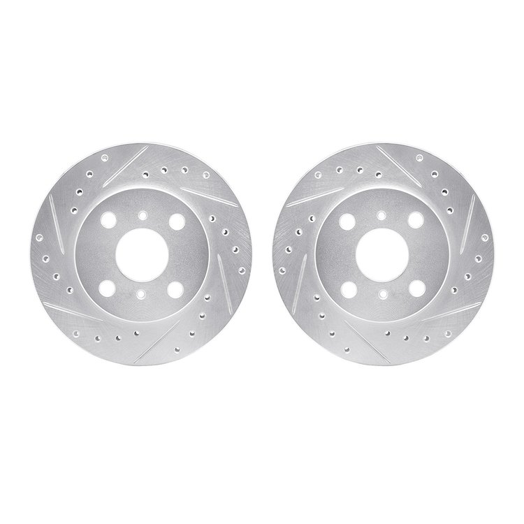 7002-76039 Drilled/Slotted Brake Rotors [Silver], 1986-1989 Lexus/Toyota/Scion, Position: Front