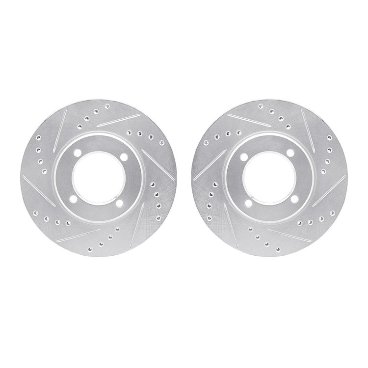 7002-76058 Drilled/Slotted Brake Rotors [Silver], 1984-1987 Lexus/Toyota/Scion, Position: Front