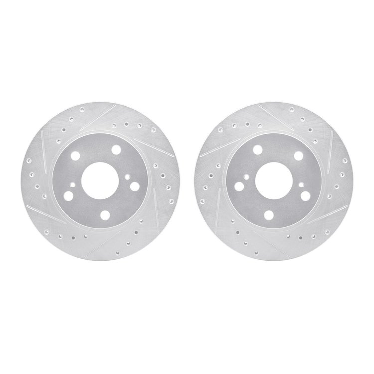 7002-76060 Drilled/Slotted Brake Rotors [Silver], 1989-1992 Lexus/Toyota/Scion, Position: Front