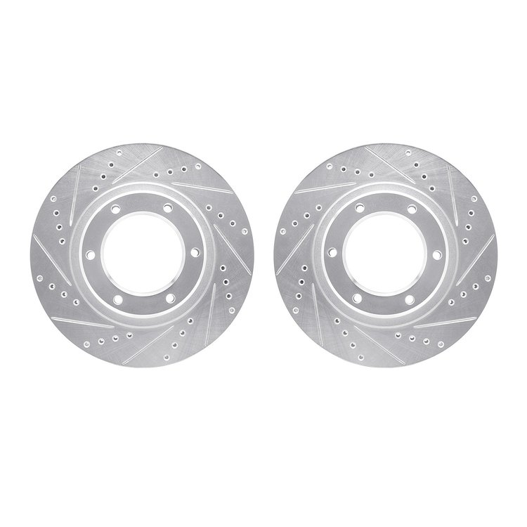7002-76067 Drilled/Slotted Brake Rotors [Silver], 1990-1992 Lexus/Toyota/Scion, Position: Front