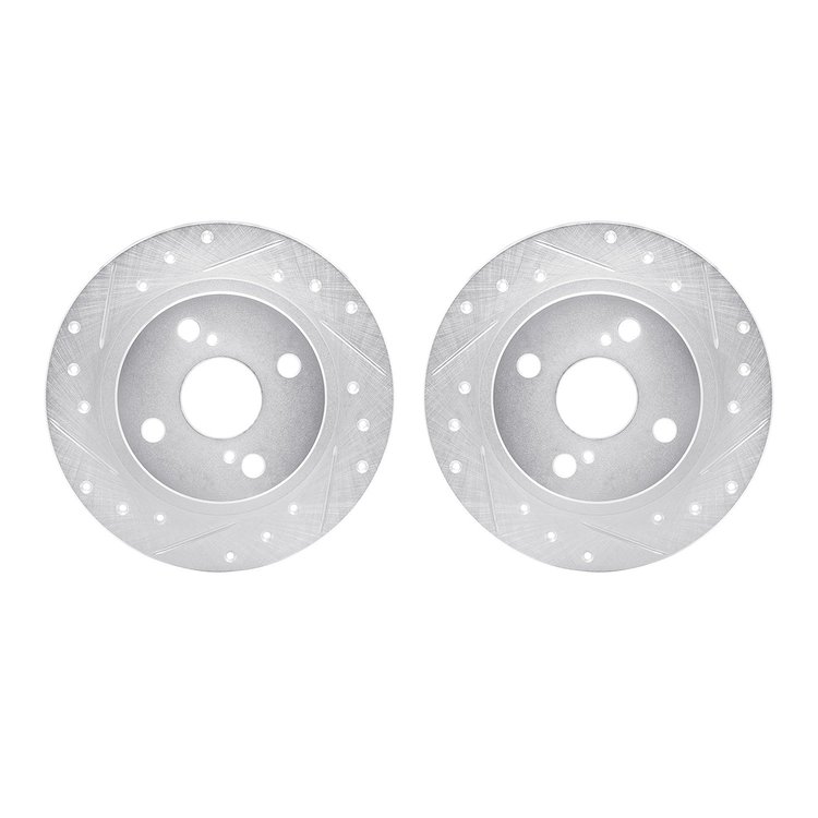 7002-76103 Drilled/Slotted Brake Rotors [Silver], 1987-1992 Multiple Makes/Models, Position: Rear