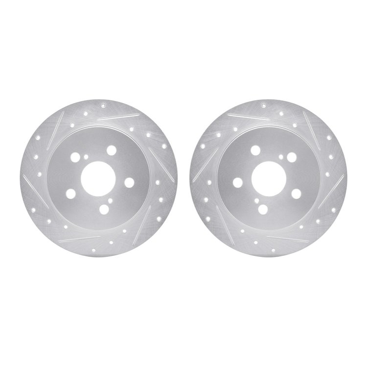 7002-76104 Drilled/Slotted Brake Rotors [Silver], Fits Select Multiple Makes/Models, Position: Rear