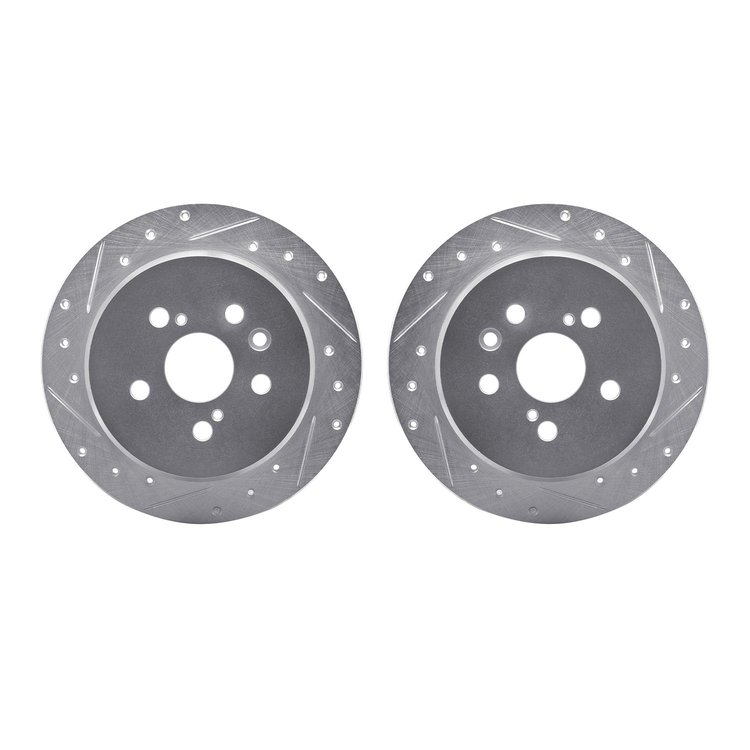 7002-76105 Drilled/Slotted Brake Rotors [Silver], 1986-1993 Lexus/Toyota/Scion, Position: Rear