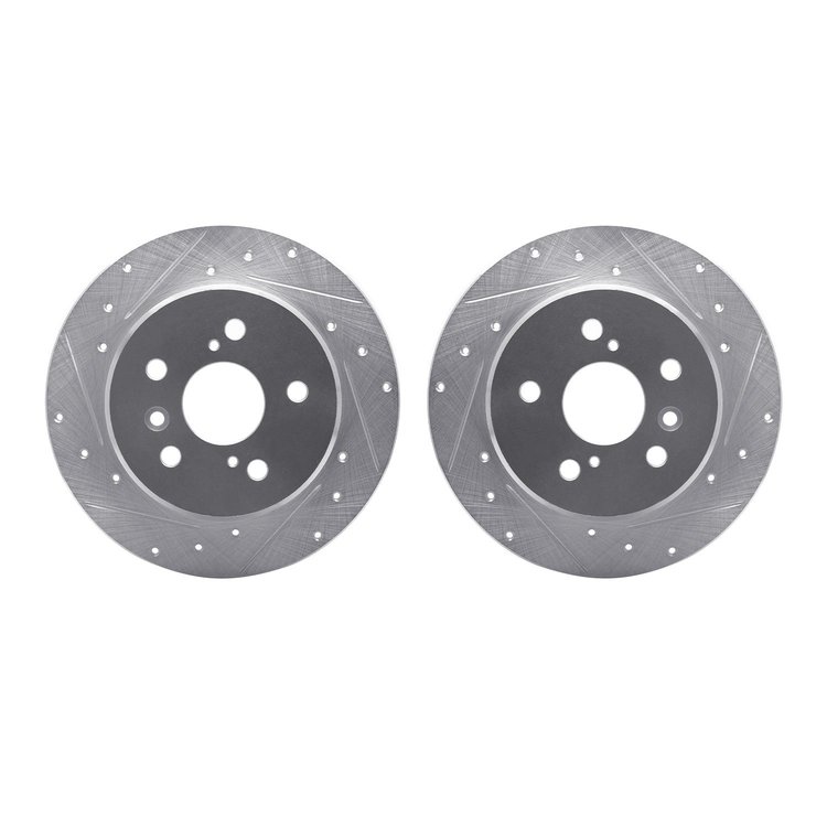 7002-76106 Drilled/Slotted Brake Rotors [Silver], 1992-2003 Lexus/Toyota/Scion, Position: Rear