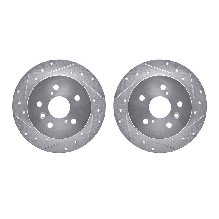 7002-76109 Drilled/Slotted Brake Rotors [Silver], 2012-2018 Lexus/Toyota/Scion, Position: Rear
