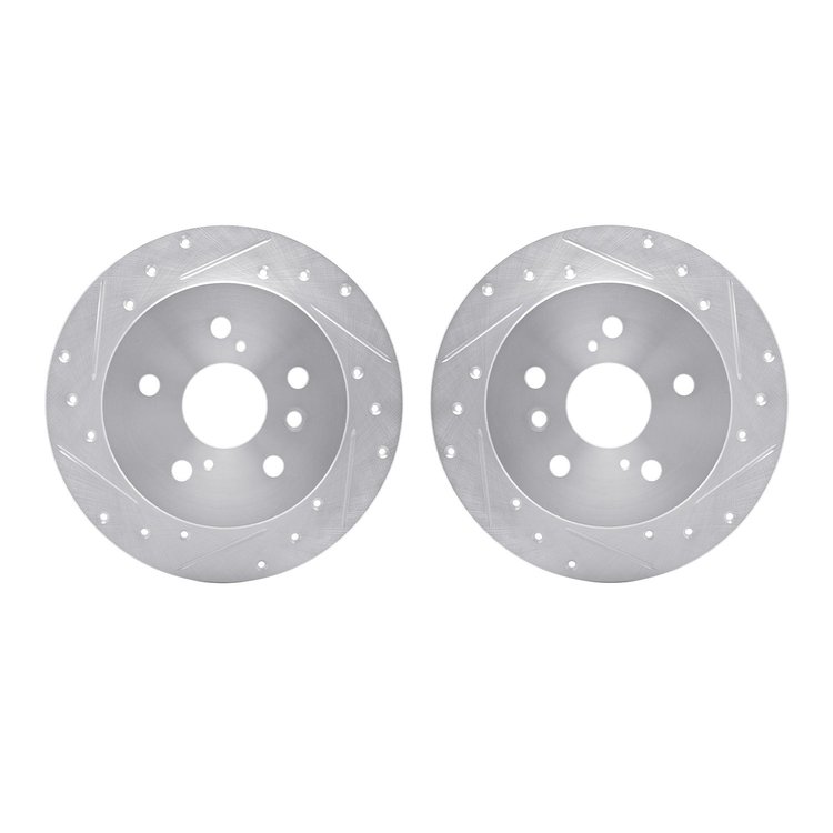 7002-76110 Drilled/Slotted Brake Rotors [Silver], 2007-2012 Lexus/Toyota/Scion, Position: Rear