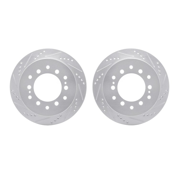 7002-76112 Drilled/Slotted Brake Rotors [Silver], 2001-2009 Lexus/Toyota/Scion, Position: Rear