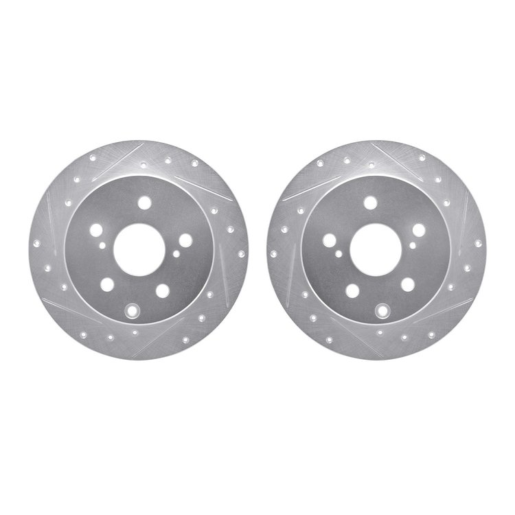 7002-76113 Drilled/Slotted Brake Rotors [Silver], 2006-2018 Lexus/Toyota/Scion, Position: Rear