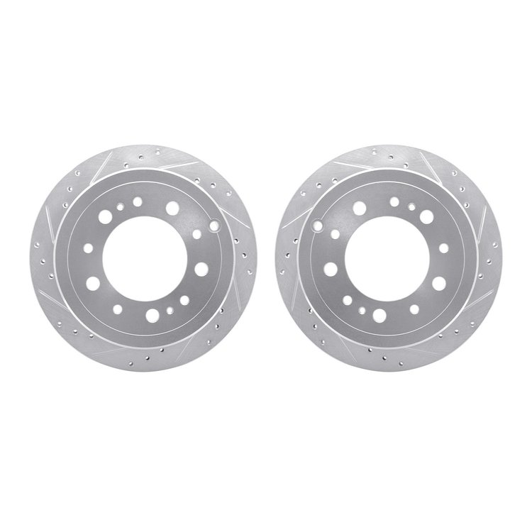 7002-76115 Drilled/Slotted Brake Rotors [Silver], 1998-2007 Lexus/Toyota/Scion, Position: Rear
